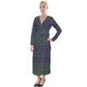 Boho Purple Green Pattern Velvet Maxi Wrap Dress View1