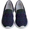 Boho Purple Green Pattern Kids Lightweight Slip Ons View1