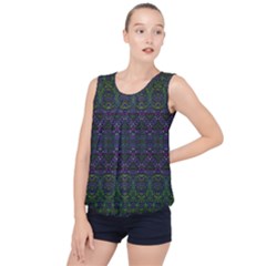 Boho Purple Green Pattern Bubble Hem Chiffon Tank Top by SpinnyChairDesigns