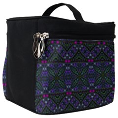 Boho Purple Green Pattern Make Up Travel Bag (big) by SpinnyChairDesigns