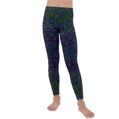 Boho Purple Green Pattern Kids  Lightweight Velour Leggings by SpinnyChairDesigns