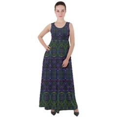 Boho Purple Green Pattern Empire Waist Velour Maxi Dress by SpinnyChairDesigns