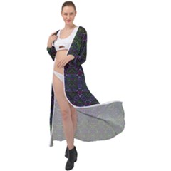 Boho Purple Green Pattern Maxi Chiffon Beach Wrap by SpinnyChairDesigns