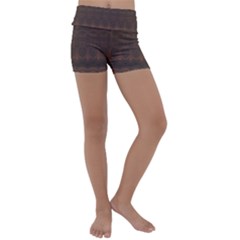 Boho Chocolate Brown Kids  Lightweight Velour Yoga Shorts by SpinnyChairDesigns