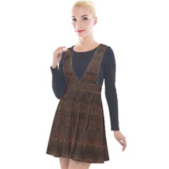 Boho Chocolate Brown Plunge Pinafore Velour Dress by SpinnyChairDesigns