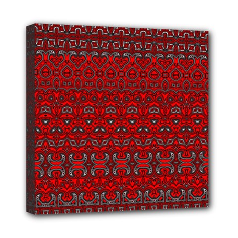 Boho Red Black Grey Mini Canvas 8  X 8  (stretched) by SpinnyChairDesigns