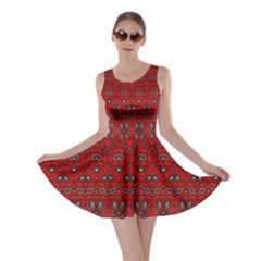 Boho Red Black Grey Skater Dress by SpinnyChairDesigns