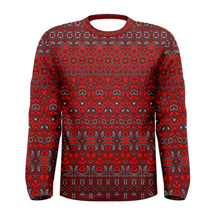 Boho Red Black Grey Men s Long Sleeve Tee