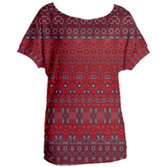 Boho Red Black Grey Women s Oversized Tee by SpinnyChairDesigns