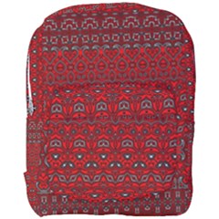 Boho Red Black Grey Full Print Backpack by SpinnyChairDesigns