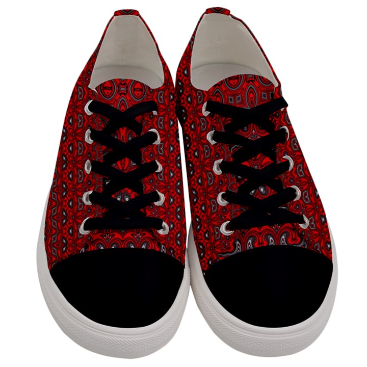 Boho Red Black Grey Men s Low Top Canvas Sneakers