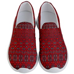 Boho Red Black Grey Men s Lightweight Slip Ons by SpinnyChairDesigns