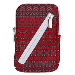 Boho Red Black Grey Belt Pouch Bag (large) by SpinnyChairDesigns