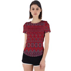 Boho Red Black Grey Back Cut Out Sport Tee