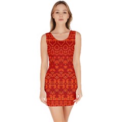 Boho Red Orange Bodycon Dress by SpinnyChairDesigns