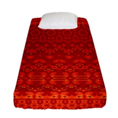 Boho Red Orange Fitted Sheet (single Size)