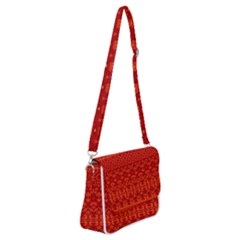 Boho Red Orange Shoulder Bag With Back Zipper by SpinnyChairDesigns