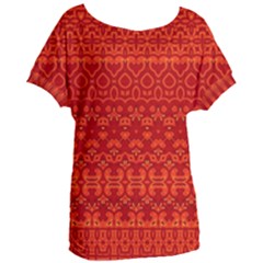 Boho Red Orange Women s Oversized Tee by SpinnyChairDesigns