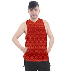 Boho Red Orange Men s Sleeveless Hoodie by SpinnyChairDesigns