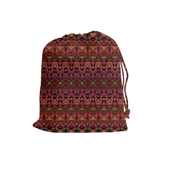 Boho Floral Pattern Drawstring Pouch (Large)