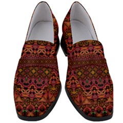 Boho Floral Pattern Women s Chunky Heel Loafers