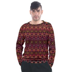 Boho Floral Pattern Men s Long Sleeve Raglan Tee