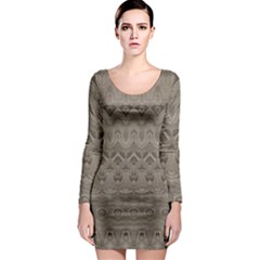 Boho Khaki  Long Sleeve Bodycon Dress by SpinnyChairDesigns