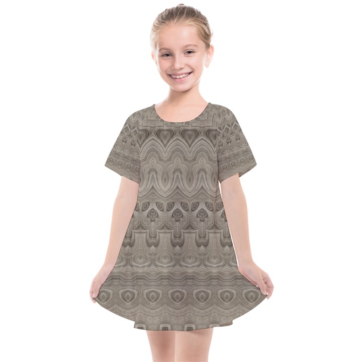 Boho Khaki  Kids  Smock Dress