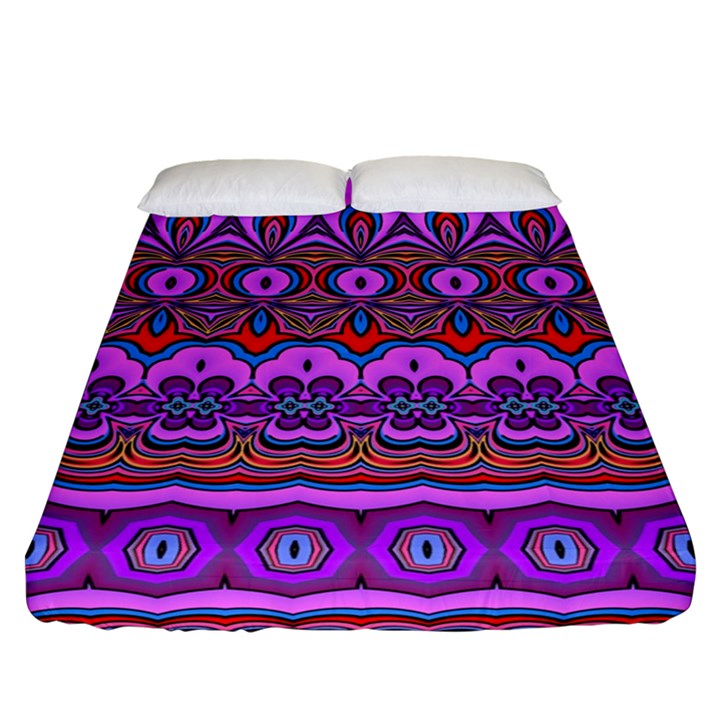 Boho Magenta Pattern Fitted Sheet (Queen Size)