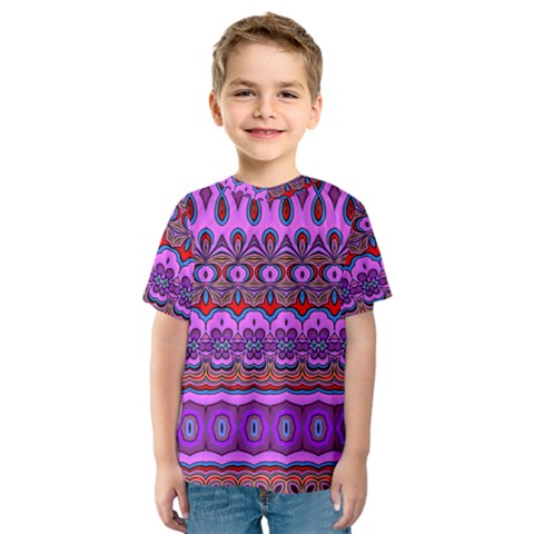 Boho Magenta Pattern Kids  Sport Mesh Tee by SpinnyChairDesigns