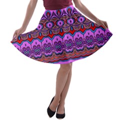 Boho Magenta Pattern A-line Skater Skirt by SpinnyChairDesigns