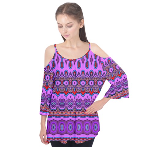 Boho Magenta Pattern Flutter Tees by SpinnyChairDesigns