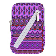 Boho Magenta Pattern Belt Pouch Bag (small) by SpinnyChairDesigns