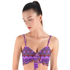 Boho Magenta Pattern Woven Tie Front Bralet by SpinnyChairDesigns