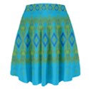 Boho Blue Green Pattern High Waist Skirt View2