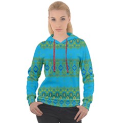 Boho Blue Green Pattern Women s Overhead Hoodie by SpinnyChairDesigns