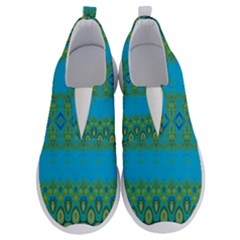 Boho Blue Green Pattern No Lace Lightweight Shoes by SpinnyChairDesigns