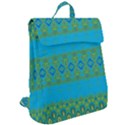 Boho Blue Green Pattern Flap Top Backpack View2