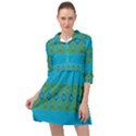 Boho Blue Green Pattern Mini Skater Shirt Dress View1