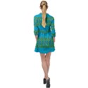 Boho Blue Green Pattern Mini Skater Shirt Dress View2