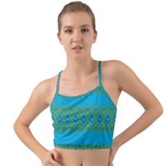 Boho Blue Green Pattern Mini Tank Bikini Top by SpinnyChairDesigns