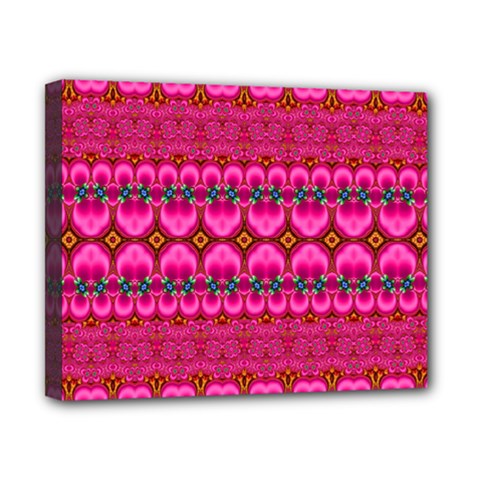 Boho Bright Pink Floral Canvas 10  X 8  (stretched) by SpinnyChairDesigns