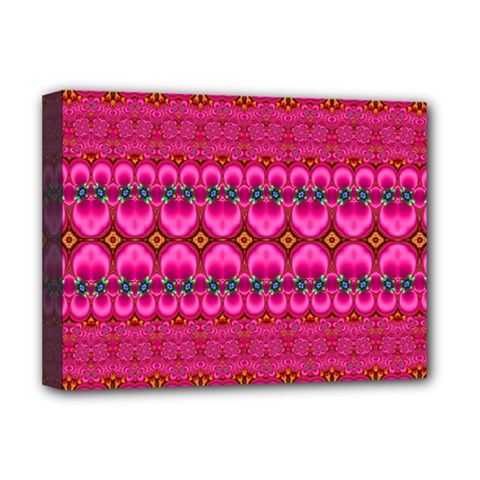 Boho Bright Pink Floral Deluxe Canvas 16  X 12  (stretched)  by SpinnyChairDesigns