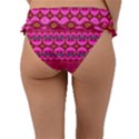 Boho Bright Pink Floral Frill Bikini Bottom View2