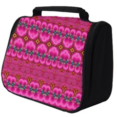 Boho Bright Pink Floral Full Print Travel Pouch (big) by SpinnyChairDesigns