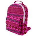 Boho Bright Pink Floral Flap Pocket Backpack (Small) View1