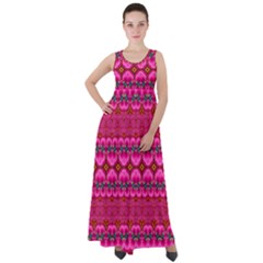 Boho Bright Pink Floral Empire Waist Velour Maxi Dress by SpinnyChairDesigns