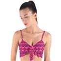 Boho Bright Pink Floral Woven Tie Front Bralet View1