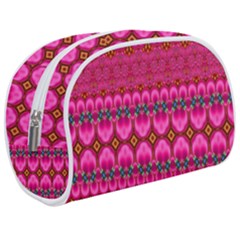 Boho Bright Pink Floral Makeup Case (medium) by SpinnyChairDesigns