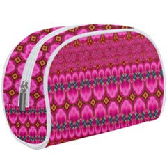 Boho Bright Pink Floral Makeup Case (large) by SpinnyChairDesigns